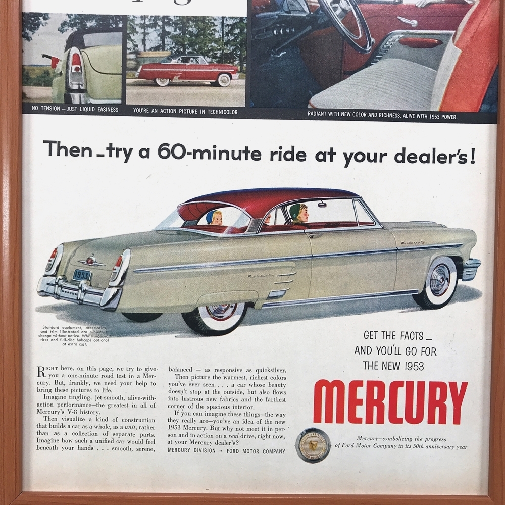 ■即決◆1953年(昭和28年) FORD MERCURY フォード マーキュリー 2D HT【B4-1820】アメリカ ビンテージ雑誌広告【B4額装品】当時物 ★同梱可_画像5