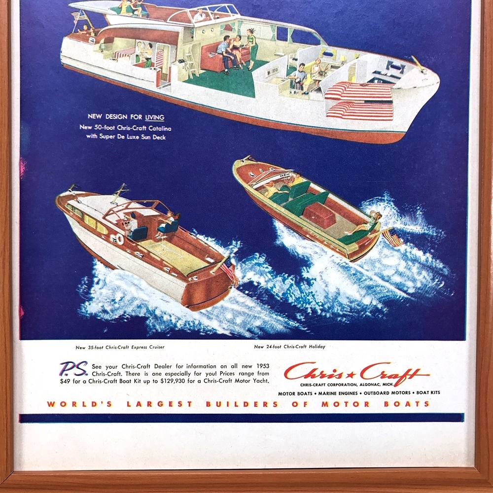 ■即決◆1953年(昭和28年)Chris Craft クリスクラフト ボート クルーザー【B4-4510】アメリカビンテージ雑誌広告【B4額装品】当時物/同梱可_画像5