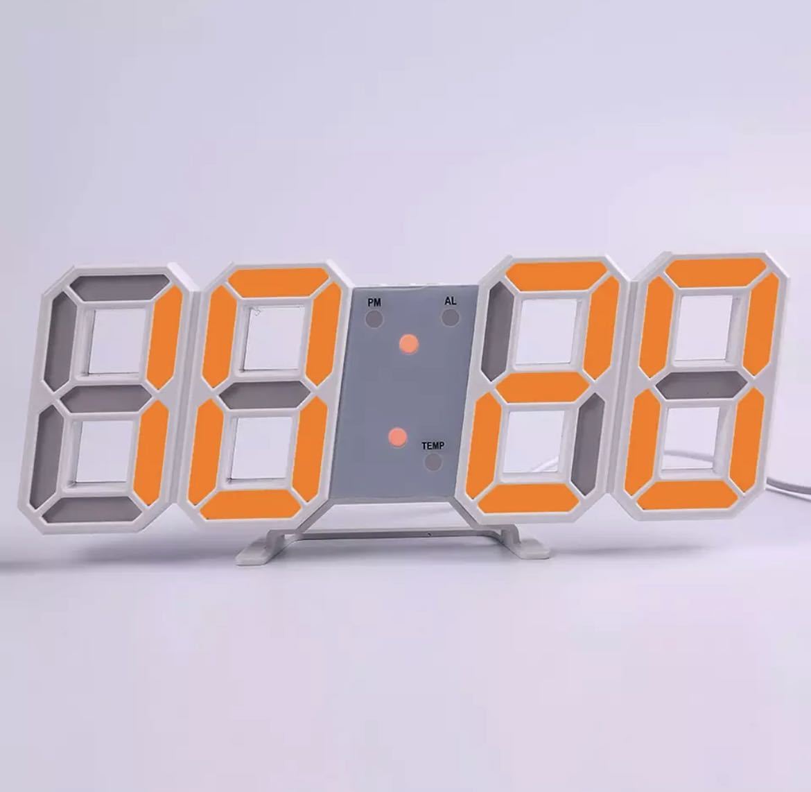 LED デジタル時計 壁掛け時計 置き時計 壁掛け 置時計 CLOCK 時計 アラーム インテリア オレンジ 252_画像1