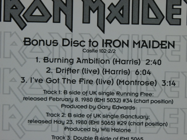 ＜美品＞　IRON MAIDEN　　アイアン・メイデン　/　 IRON MAIDEN　（CD+BonusDisc）　　輸入盤_画像7