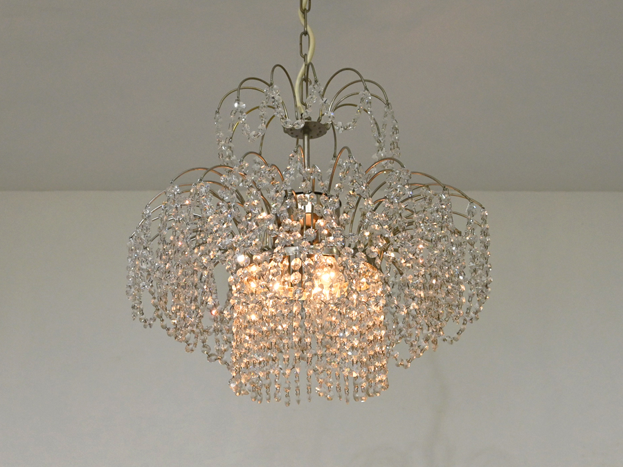  Vintage Czech beads glass chandelier 3 light / crystal Italy France ro here antique Classic ya Magi wa baccarat 