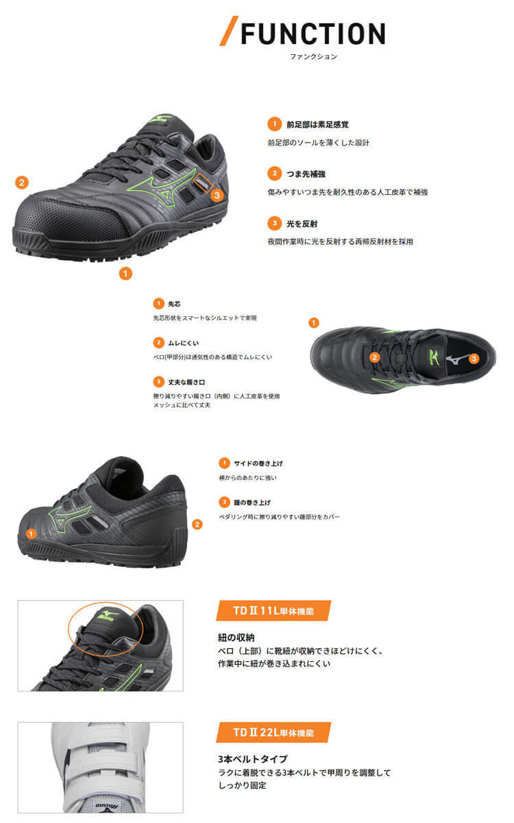 安全靴 ミズノ オールマイティ TDII11L F1GA2300 紐タイプ 24.5cm 9ブラック×グリーン_画像7