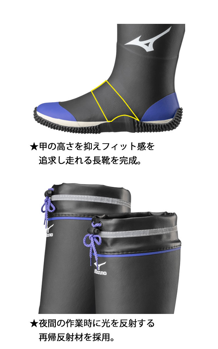 作業靴 ミズノ ワークブーツ F3JBN901 ジャスタフィット NL1 先芯なし 26.0cm 9ブラック×ブルー_画像3