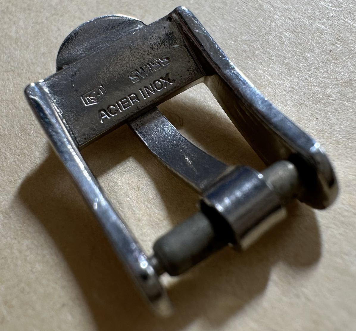 オメガ 尾錠 8mm幅 OMEGA ステンレス色 vintage buckle SWISS ACIER INOX ベルト　バックル　G-1_画像6