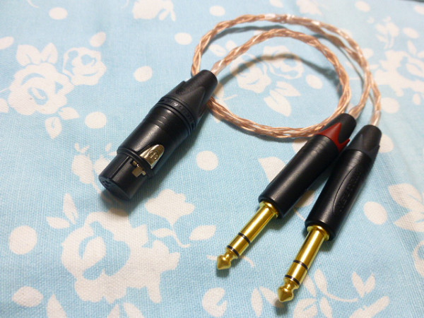 XLR コネクタ 4ピン (メス) → 6.3mm ×2 変換ケーブル MOGAMI 2944 八芯ブレイド編 40cm NP3X-B 高品質ver 延長可 TEAC UD-503 ADI-2 Pro_画像1