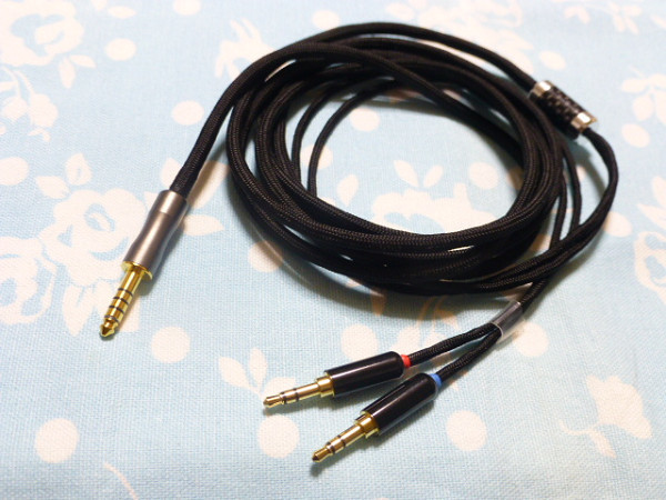 T1 2nd 3rd MDR-Z7 Z1R 用ケーブル BELDEN 1804a 四芯 120cm 4.4mm5極 黒布スリーブ仕上げ (Denon Focal T3-01 対応可) HA-SW01 WM90-B