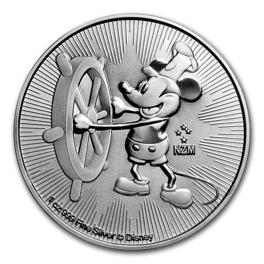 [保証書・カプセル付き] 2017年 (新品) ニウエ「ディズニー・ミッキーマウス・蒸気船 ウィリー 」純銀 1オンス 銀貨