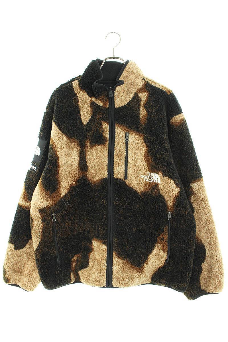 シュプリームSUPREME ノースフェイス 21AW Bleached Denim Print Fleece Jacket サイズ:XL フリースブルゾン 中古 SB01