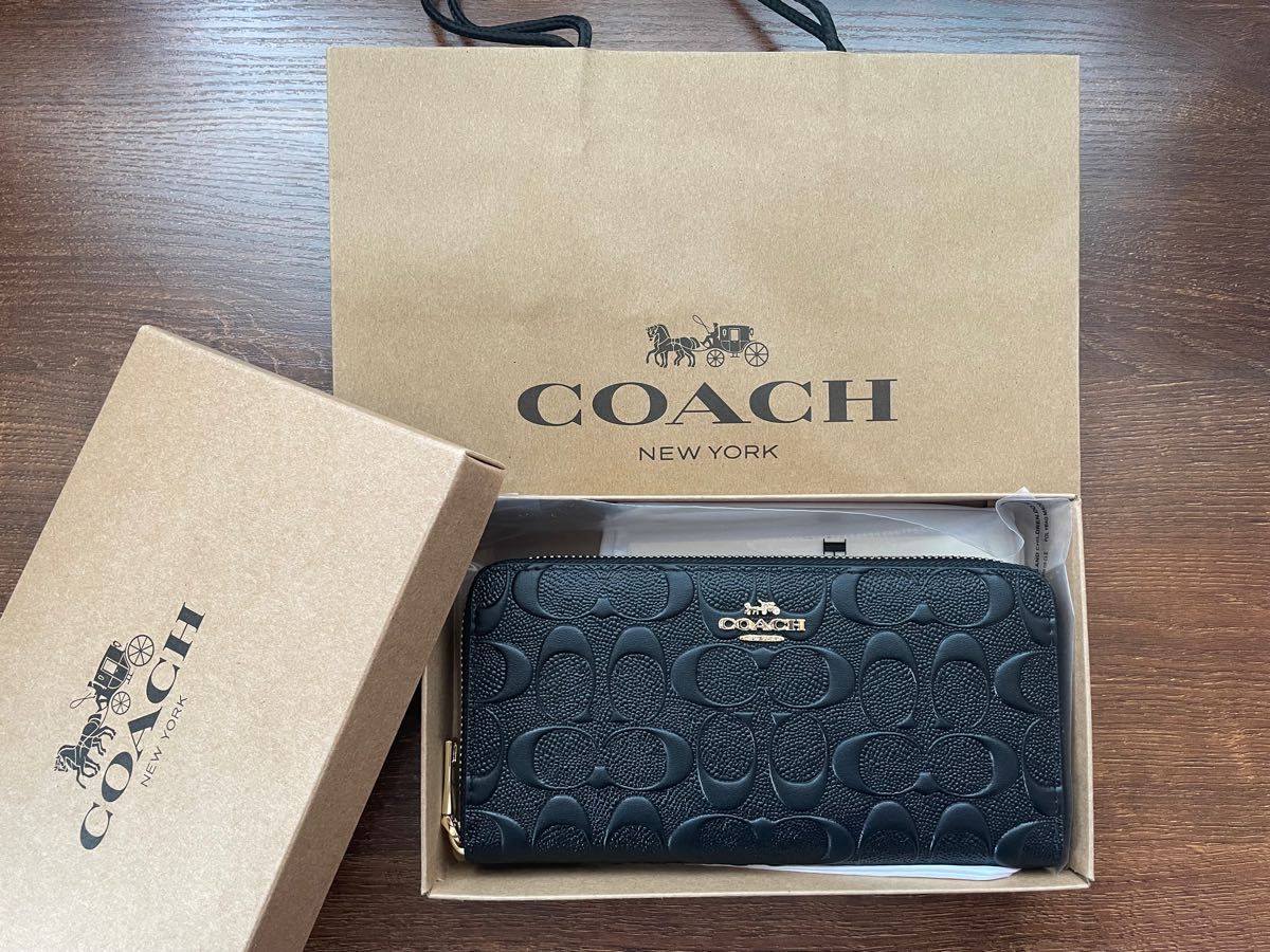 コーチ COACH 財布 長財布 F53834 ブラック IMBLK シグネチャー 長財布