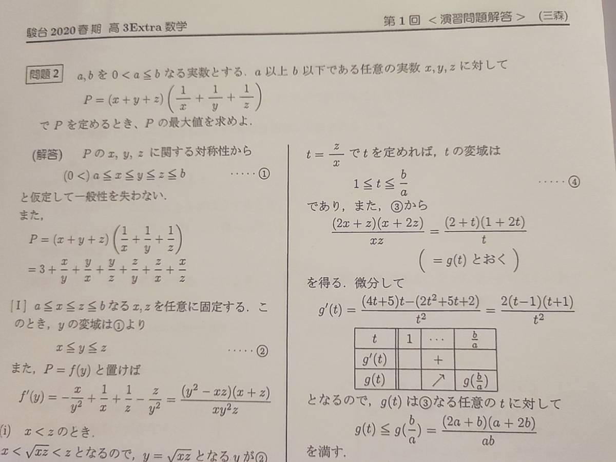 駿台　20年度最新版　三森司先生　通期・春期・夏期　高３エクストラ数学　プリント・板書　フルセット　河合塾　鉄緑会　Z会　東進 　SEG _画像4