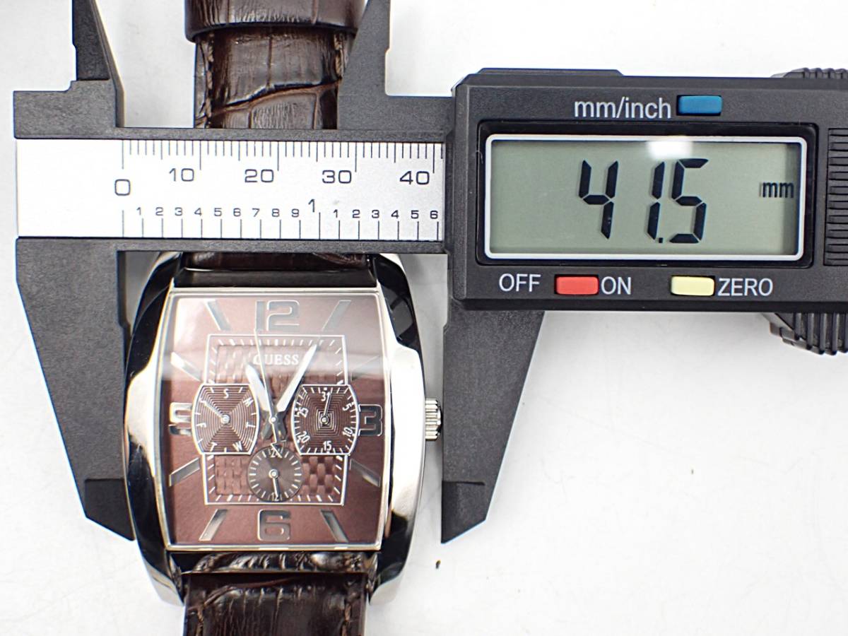１円◆GUESS ゲス クロノ スクエア 腕時計 レザーベルト メンズ/時計 とけい W80009G2 _画像9