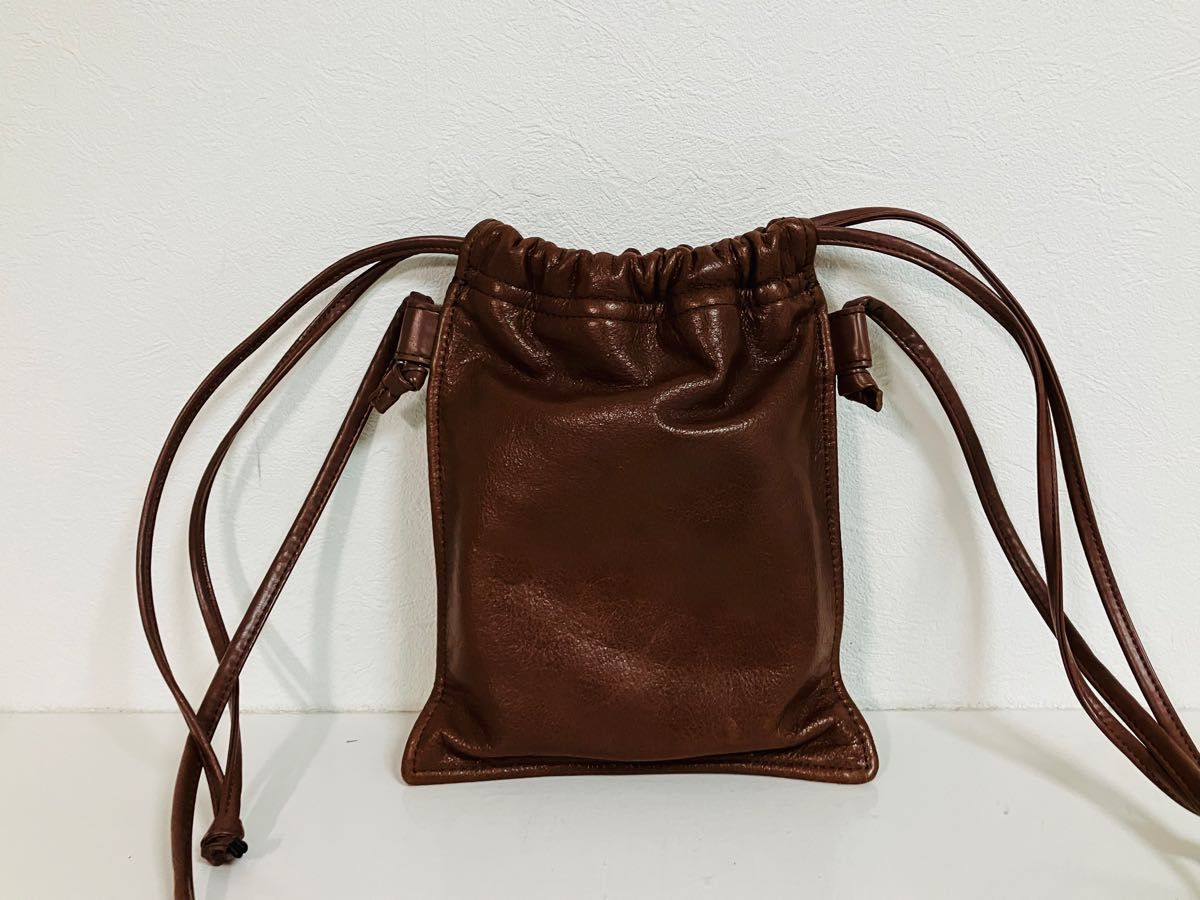 LIDNM/リドム 巾着バッグ ショルダーバッグ サコッシュ ブラウン