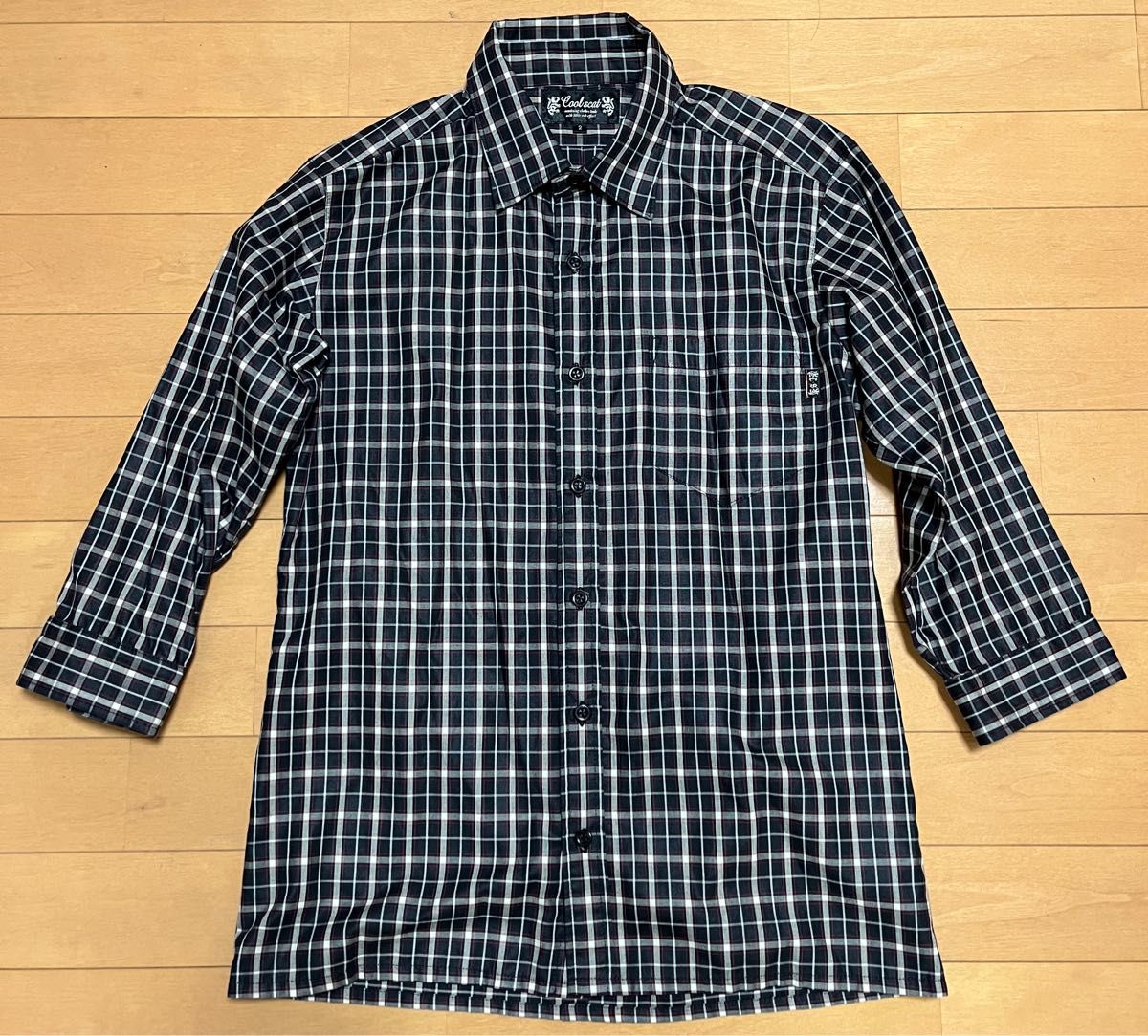 COOLSCAT クールスキャット 7分袖チェックシャツ　サイズ2(M)