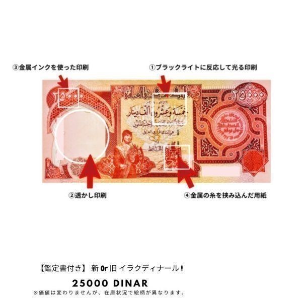 新品/新券 10枚】25000イラクディナール紙幣 鑑定証明書(写し)付き