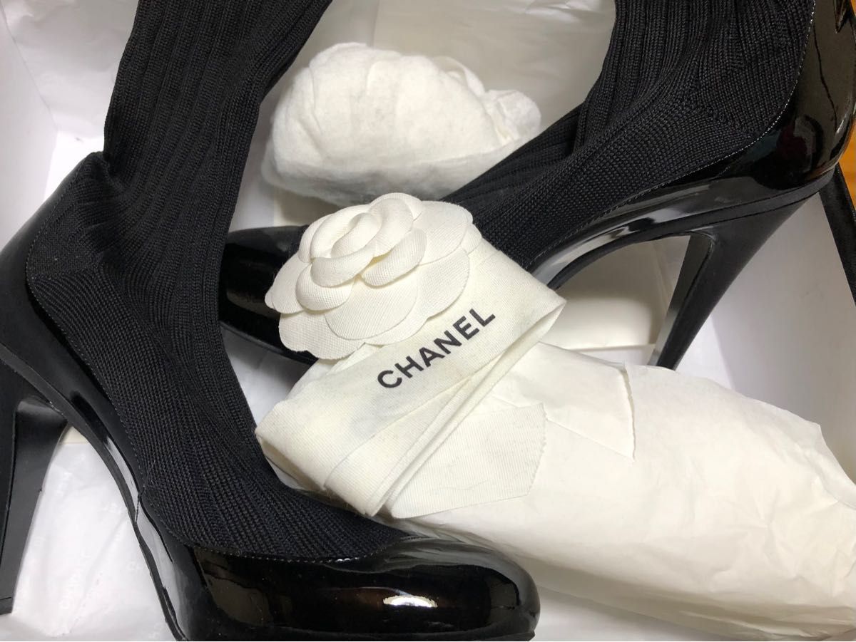 CHANEL シャネル ソックスパンプス ソックスブーツ 黒 美品｜PayPayフリマ