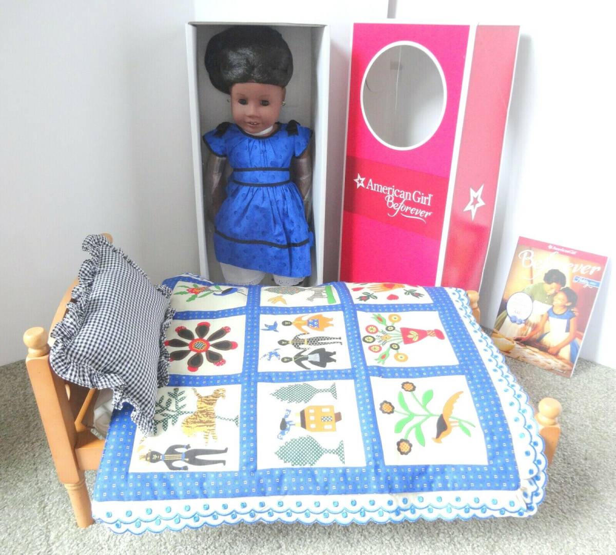 American Girl ADDY BEFOREVER 18" DOLL & Retired BED & BEDDING - Furniture - New 海外 即決