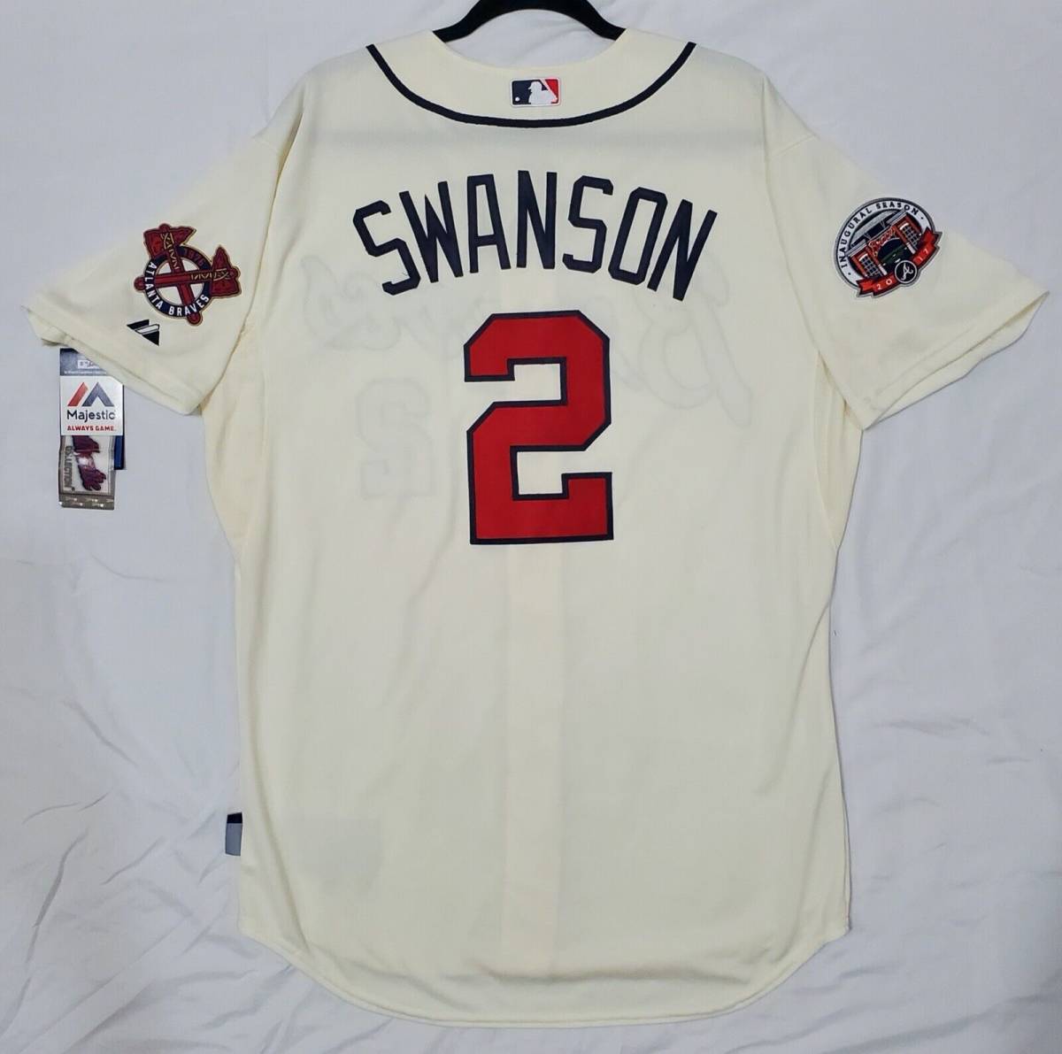 AUTHENTIC MAJESTIC DANSBY SWANSON 48 XL, ATLANTA BRAVES COOL BASE Jersey 海外 即決