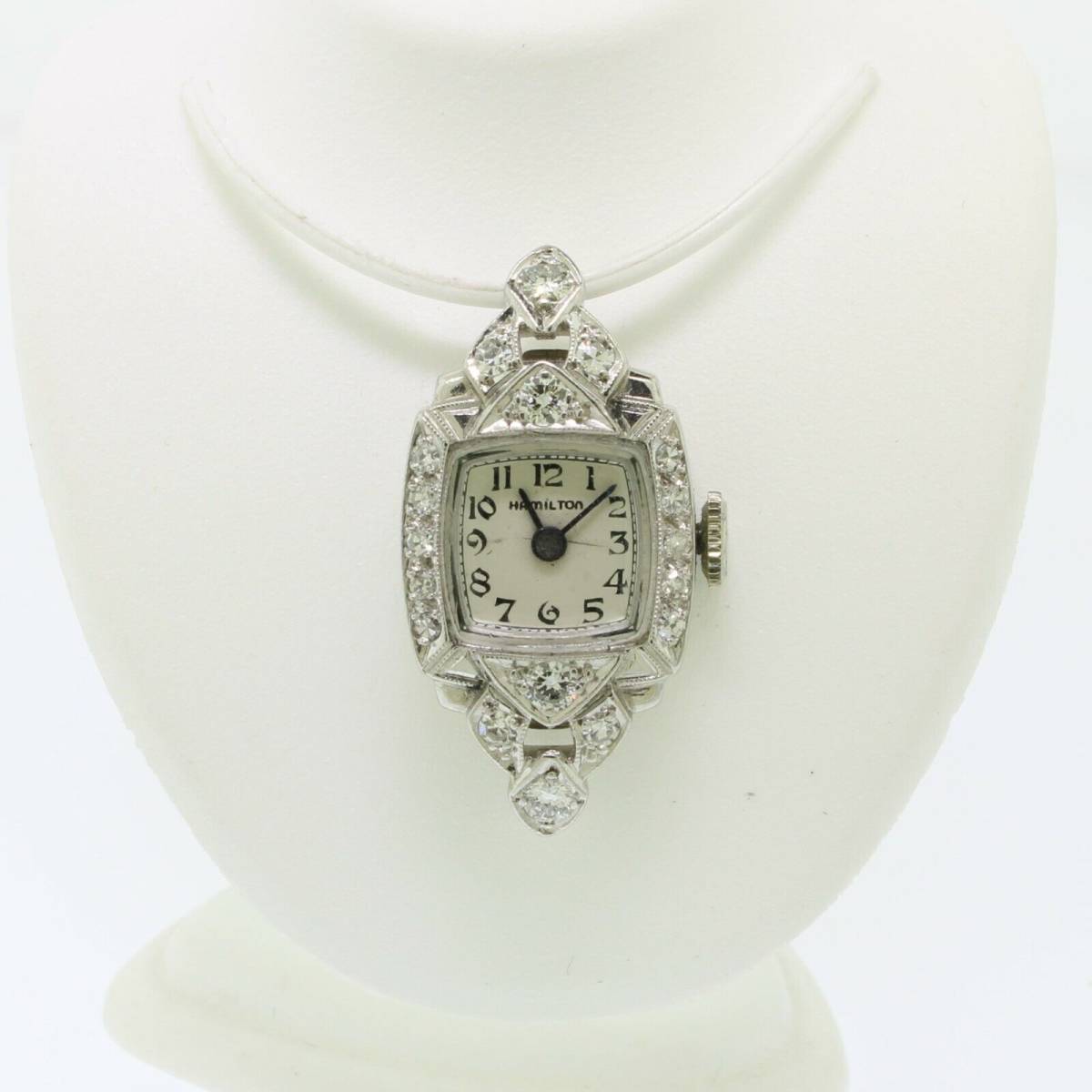Ladies Platinum Diamond Hamilton Wrist Watch (w/o Band) (Estate Jewelry) 海外 即決