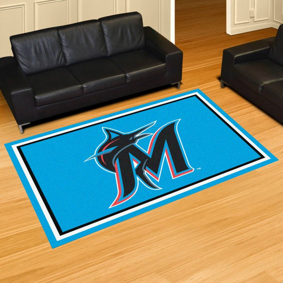Miami Marlins 5' X 8' Decorative Ultra Plush Carpet Area Rug 海外 即決