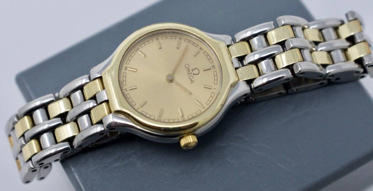 Vintage Omega DeVille Symbol Wristwatch 18k Gold, Stainless Steel 6101/433 5.75" 海外 即決