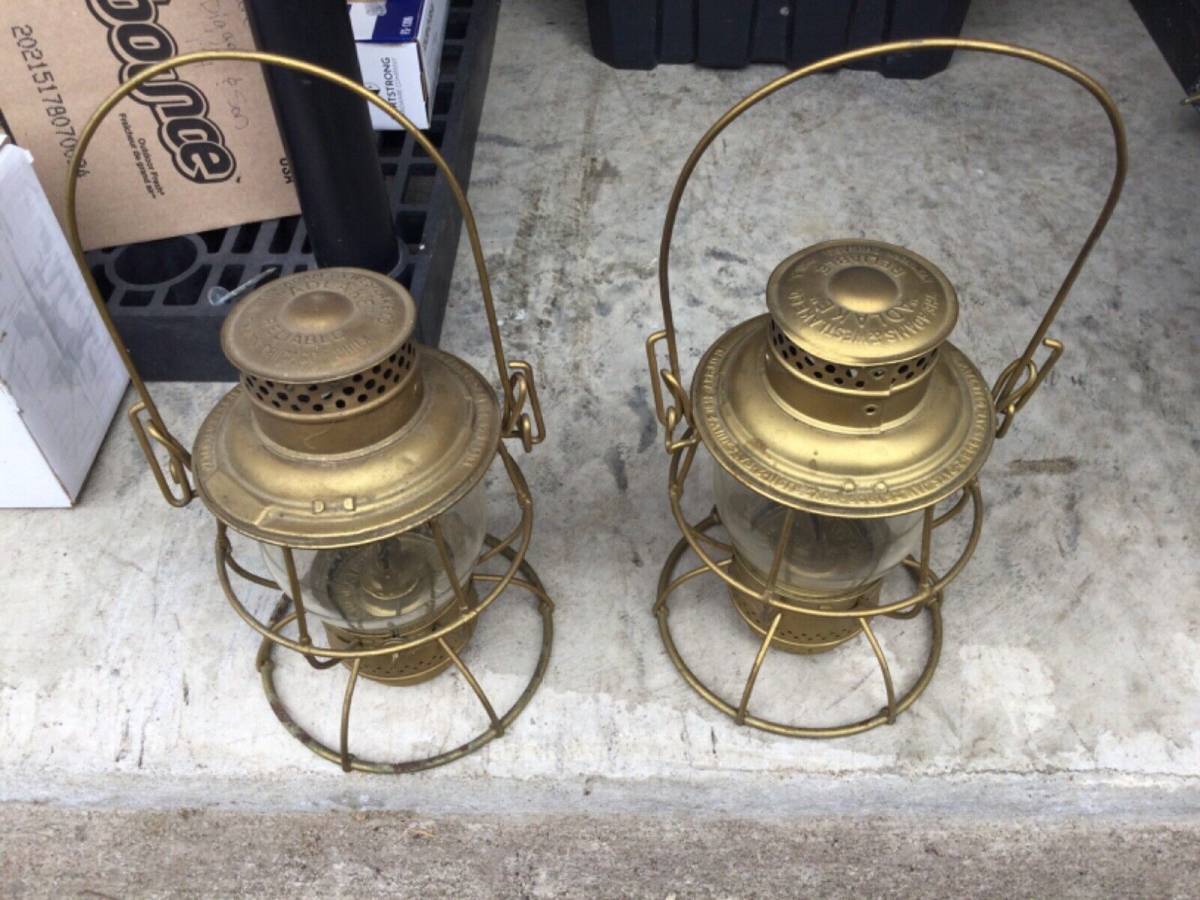 Antique pair of Adlake Brass Railroad Lantern Great Shape! DONT MISS Make offer 海外 即決