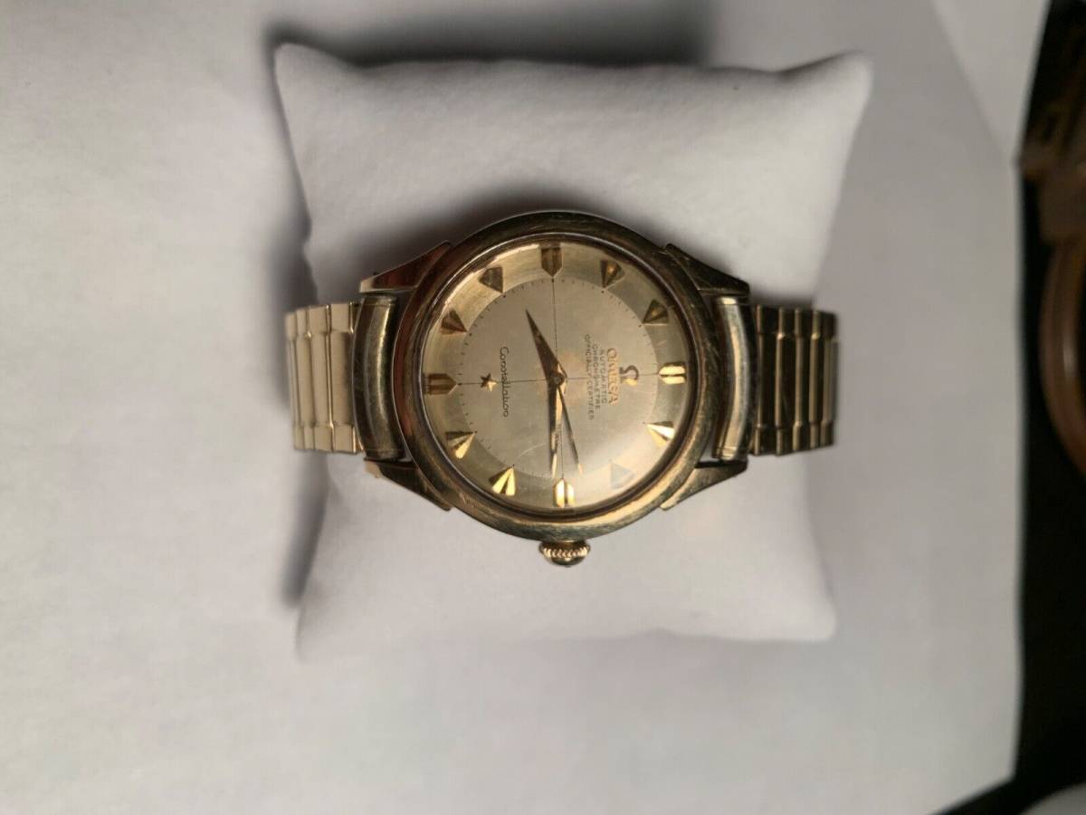 Men’s vintage Omega “Constellation” watch 14K yellow gold and stainless-steel 海外 即決