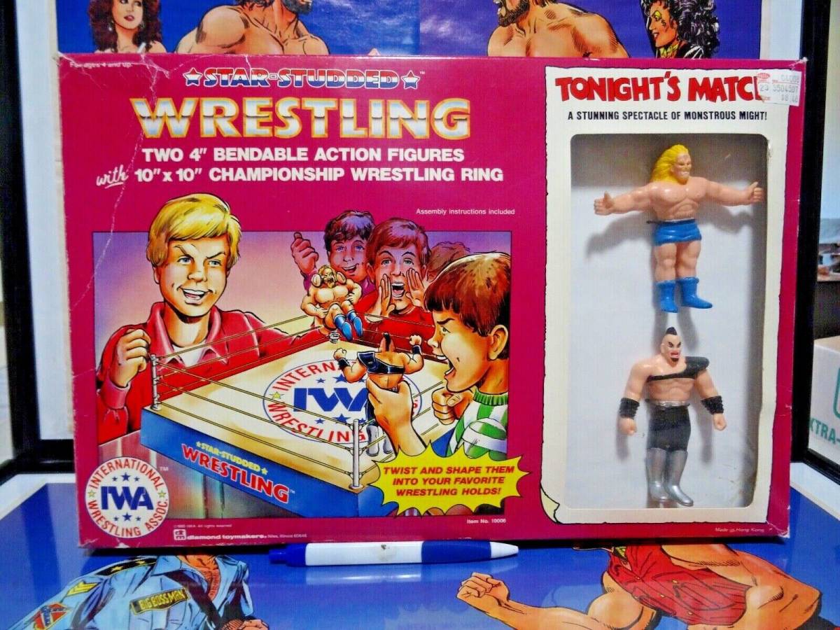NEW Vintage IWA Star Studded Wrestling Ring Action Figures 1985 WWF WWE HULK LJN 海外 即決
