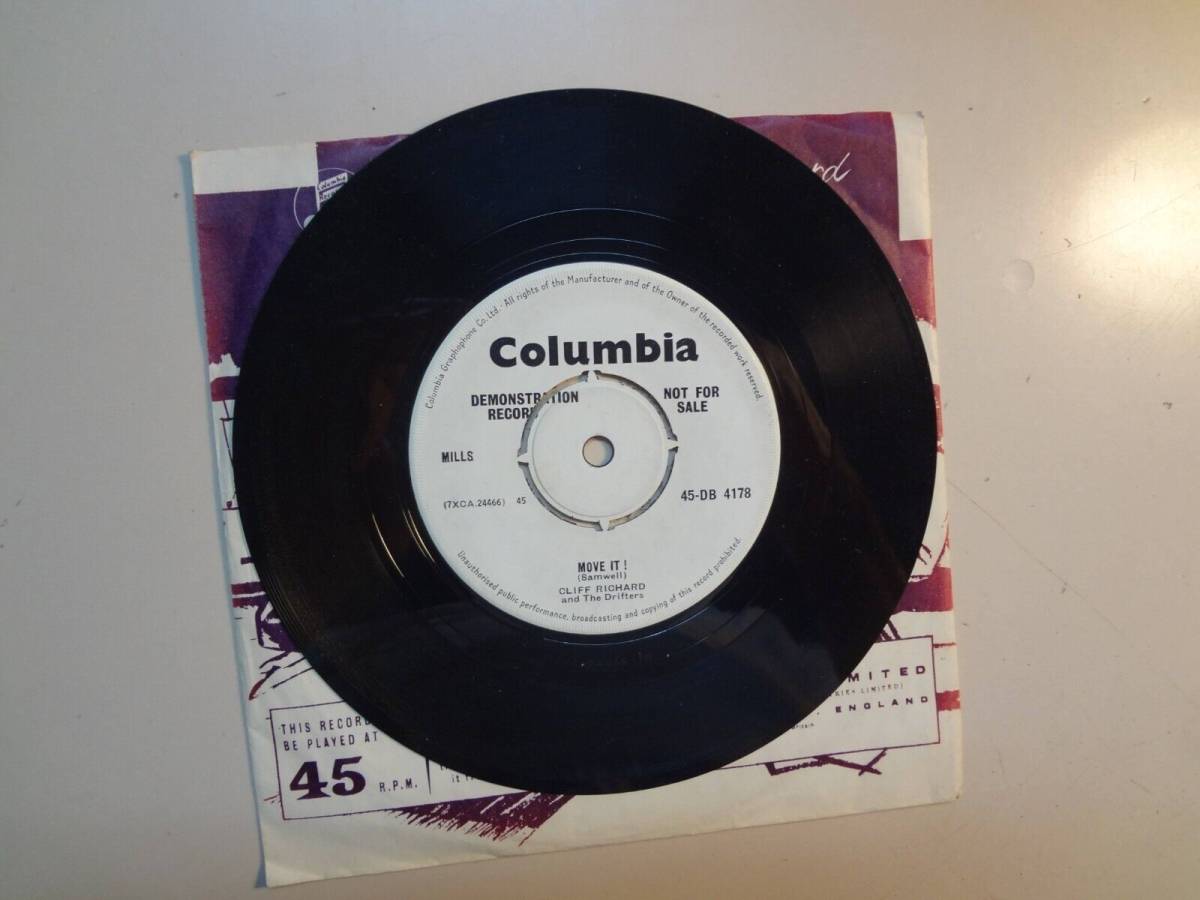 CLIFF RICHARD & THE DRIFTERS: Move It!-Schoolboy Crush-U.K. 7" 59 Columbia Demo 海外 即決