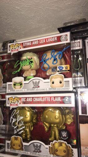 WWE Sting and Lex Luger Signed Funko Pop Autograph COA 海外 即決