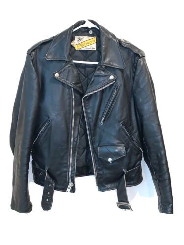 Late 70s Schott 618 Perfecto Steerhide Leather Motorcycle Jacket Black Sz 38 海外 即決