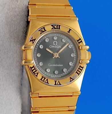 Ladies Omega Constellation 18K Gold plated Watch - Green Diamond Dial 海外 即決