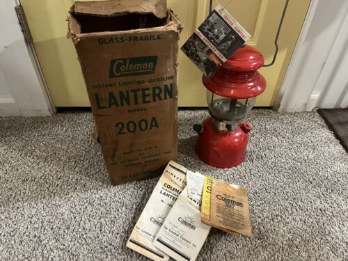 vintage coleman black band 200a lantern with box paper work EXCELLENT COND 海外 即決