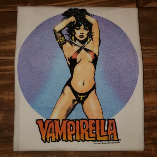 Vintage 1992 Vampirella White T Shirt Rare Marvel Hanes Size Large Graphitti Vtg 海外 即決