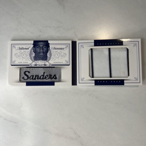 2012 National Treasures Deion Sanders 1/1 Game Used Patch Pinstripes One of One 海外 即決