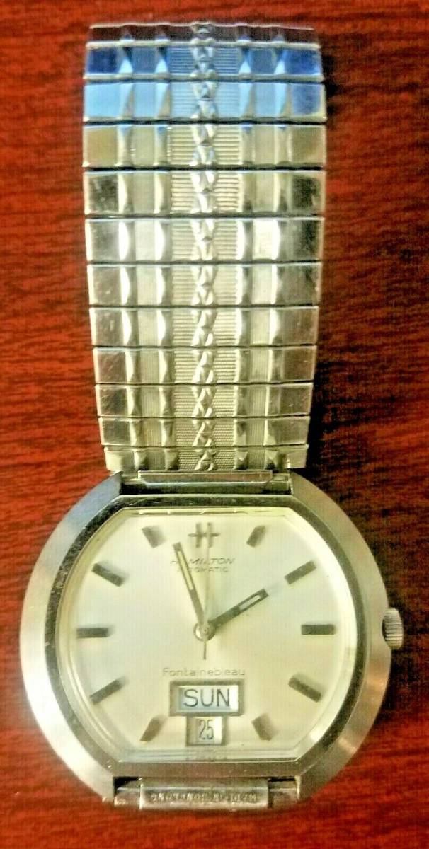 HAMILTON FONTAINEBLEAU STAINLESS STEEL MENS WATCH ca 1960s FOR PARTS OR REPAIR 海外 即決