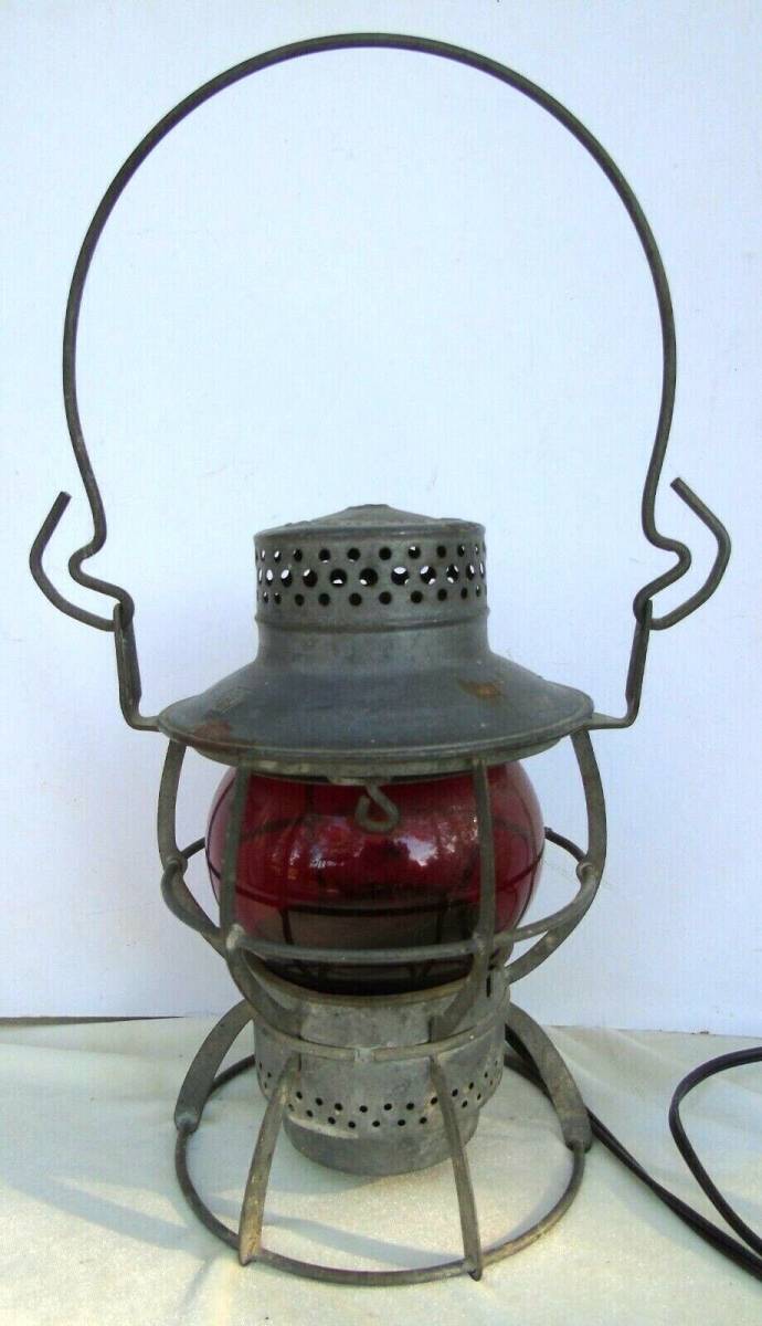 せんので Antique Dressel Arlington N.J. Railroad Lantern Red Globe