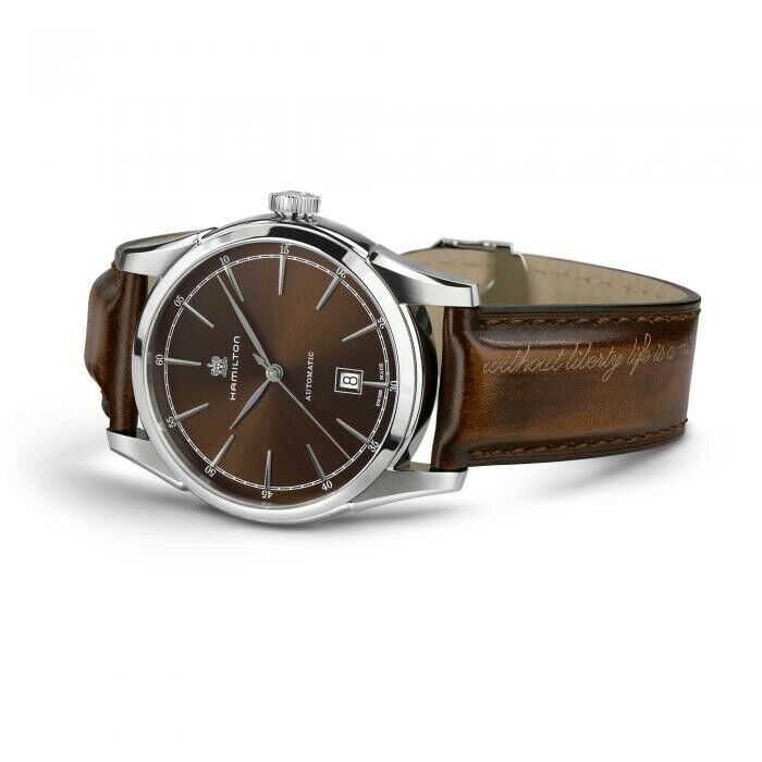 BRAND NEW* HAMILTON Men's Spirit Of Liberty Auto Brown Dial Watch ...