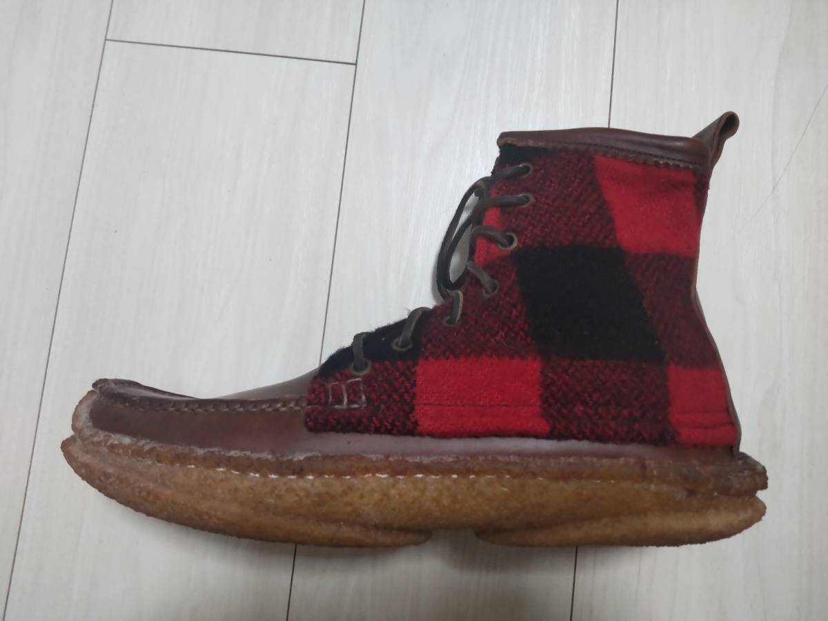 *US made yuke ton YUKETEN handle to boots HUNT BOOT * leather x wool * red x black block check pattern * unused goods 