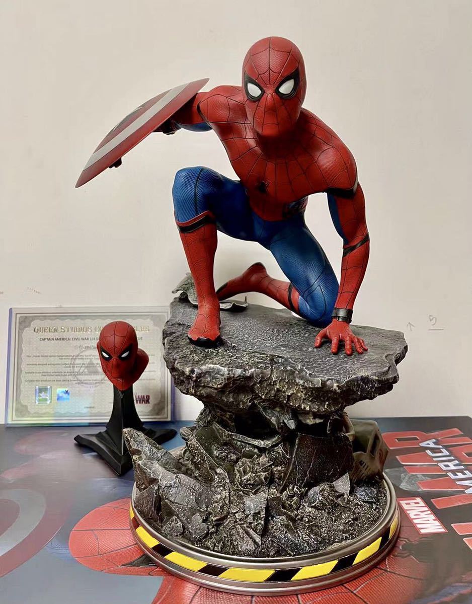  Captain America 3 Spider-Man figure has painted garage kit final product abroad QUEEN STUDIOS limited amount POLYSTONE1|4 start chu- normal version 