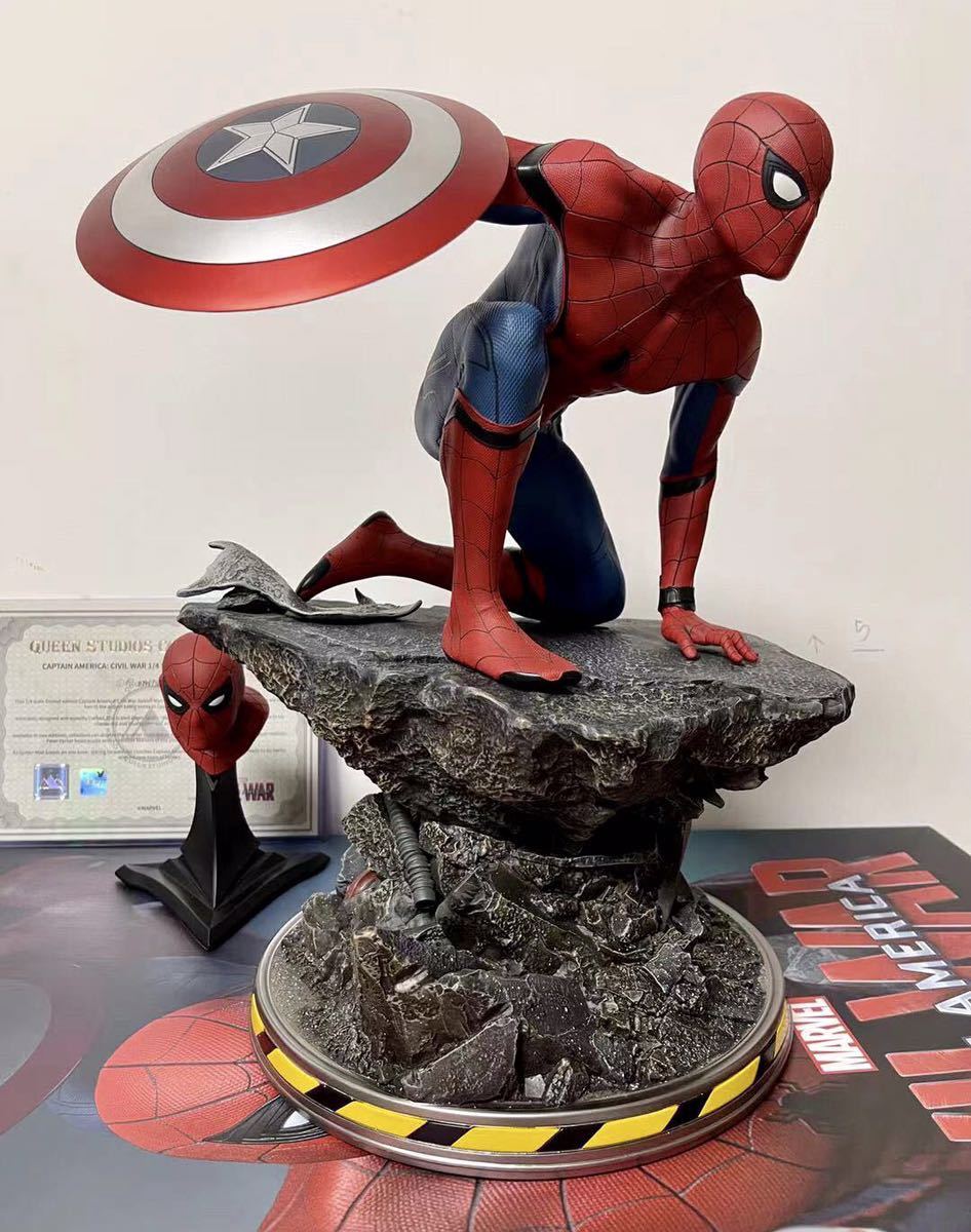  Captain America 3 Spider-Man figure has painted garage kit final product abroad QUEEN STUDIOS limited amount POLYSTONE1|4 start chu- normal version 