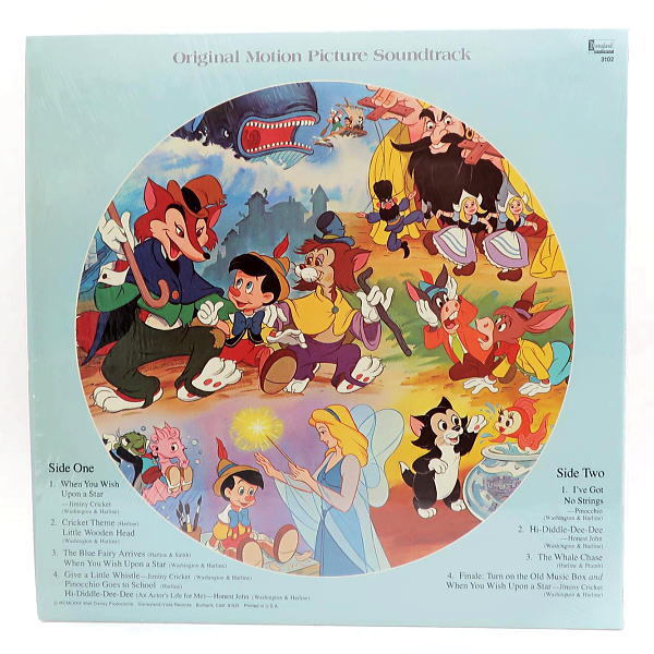  Disney Pinocchio Picture LP record 1980 year USA record 