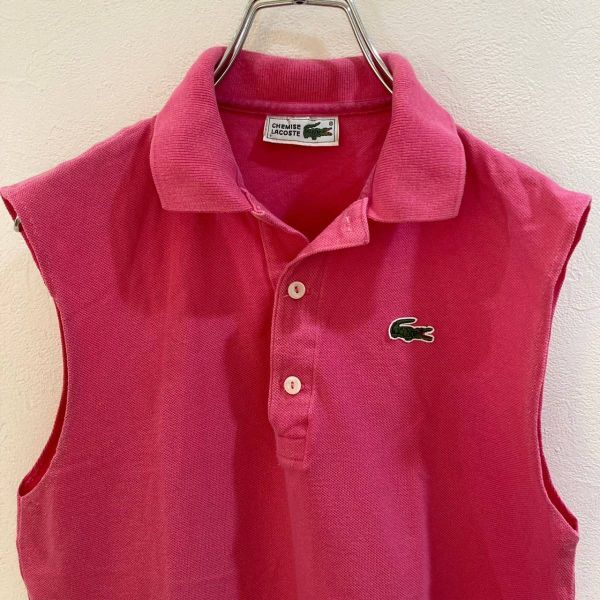 vintage◆ラコステ CHEMISE◆LACOSTE/ラコステ ノースリーブポロシャツ ピンク レディース 40 ON3404_画像3