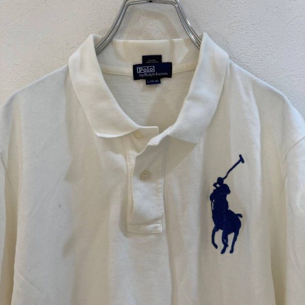 ◆お洒落な逸品◆Polo by Ralph Lauren/ポロ ラルフローレン 半袖 ポロシャツ 刺 ホワイト 白 メンズ L ON3459_画像3