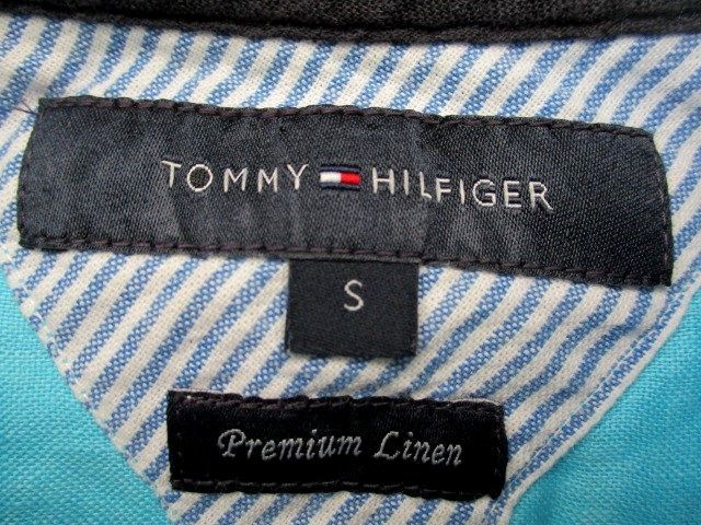 ★ メンズ トミーヒルフィガー TOMMY HILFIGER チェック柄 プレミアムリネン 長袖 ボタンダウン シャツ US S 日本Ｍサイズ ライトブルー の画像6