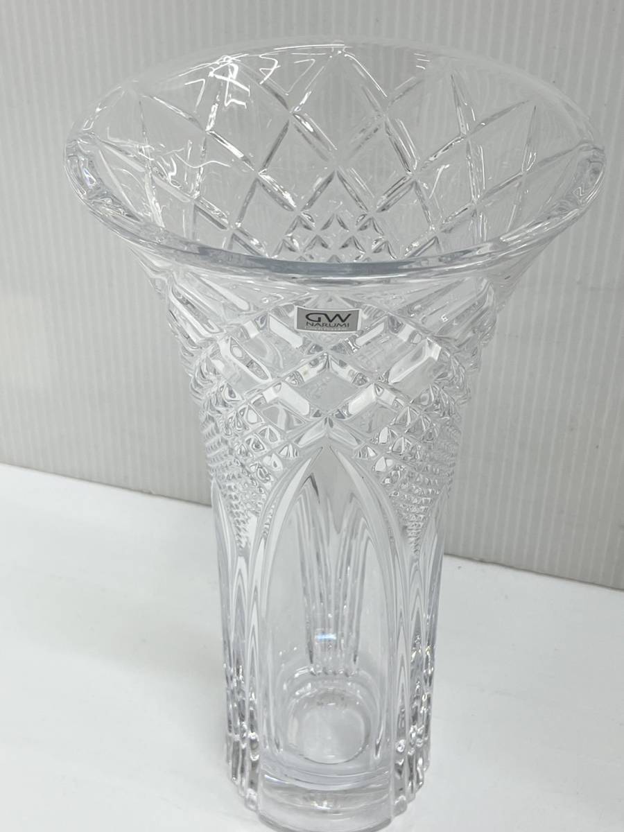 送料無料h42414 NARUMIナルミ GLASS WORKS GW3001-52255 25cm ウラノス ガラス花瓶 箱付き_画像3
