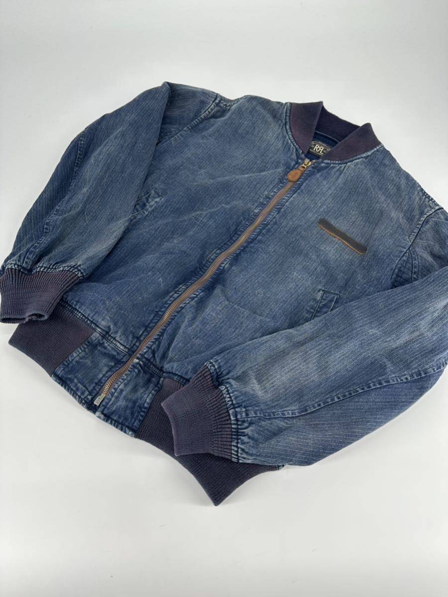 希少/ダメージ加工 美品/RRL Ralph Lauren/デニム ma-1/M /ラルフ