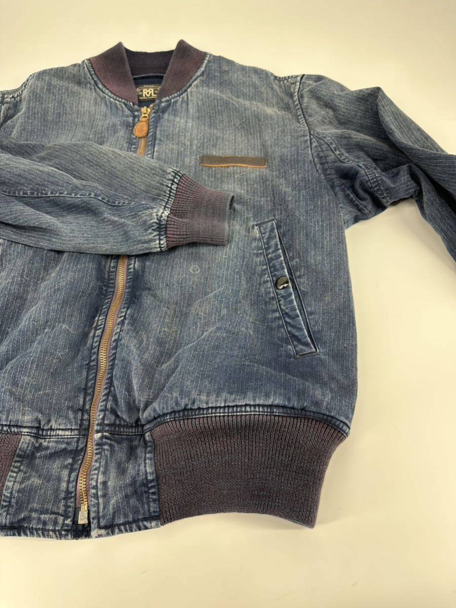 希少/ダメージ加工 美品/RRL Ralph Lauren/デニム ma-1/M /ラルフローレン ブルゾン ジャケット アウター polo ポロ ダブル
