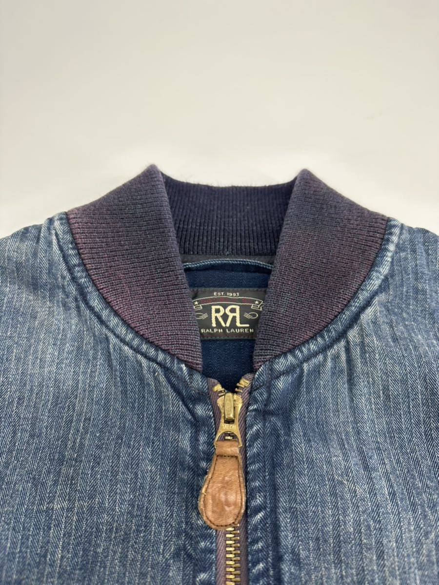 希少/ダメージ加工 美品/RRL Ralph Lauren/デニム ma-1/M /ラルフローレン ブルゾン ジャケット アウター polo ポロ ダブル