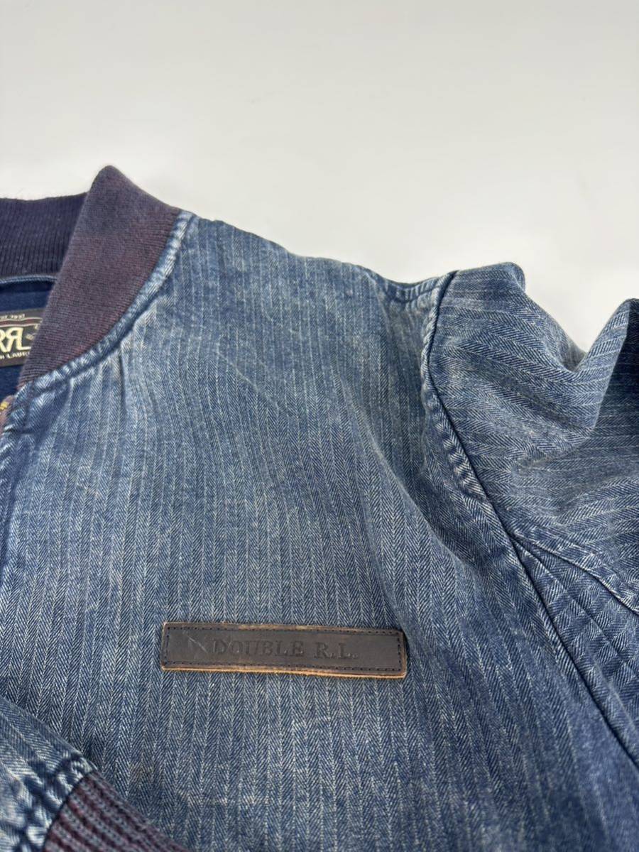 希少/ダメージ加工 美品/RRL Ralph Lauren/デニム ma-1/M /ラルフローレン ブルゾン ジャケット アウター polo ポロ ダブル