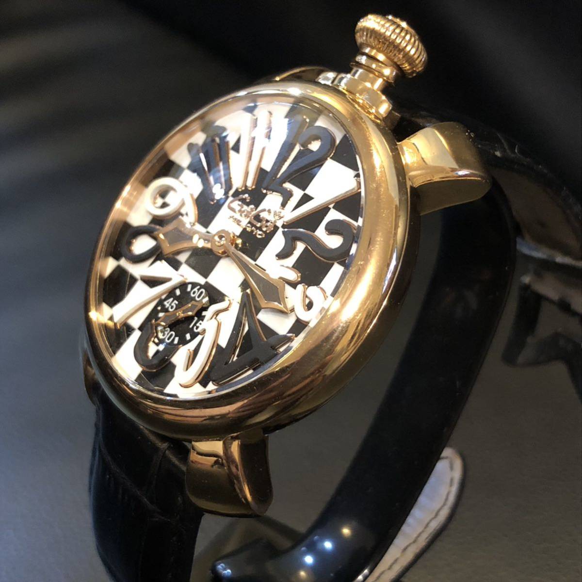 GAGA MILANO ガガミラノ マニュアーレ 48mm チェス盤 ゴールド GAGA MILANO ガガミラノ マニュアーレ 48mm チェス盤 ゴールド
